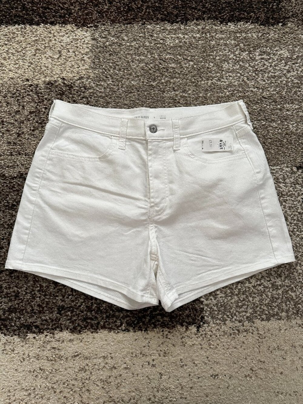 OLD NAVY (8) White Denim High Waisted Wow Jean Shorts 4" Inseam High Rise Light